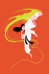 扁平小清新运动插画系列之跆拳道