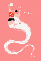 扁平小清新运动插画系列之排球