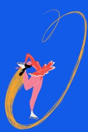扁平小清新运动插画系列之花样滑冰