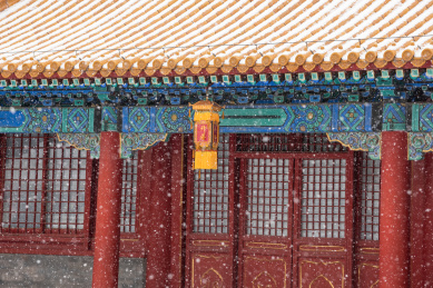 大雪中的故宫紫禁城宫灯