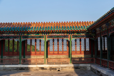 中国北京颐和园佛香阁廊亭古建筑