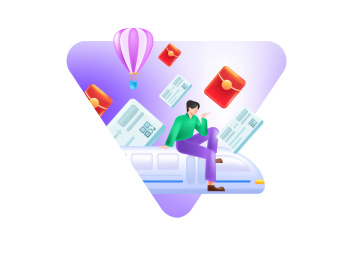 春运抢车票送红包创意场景人物插画