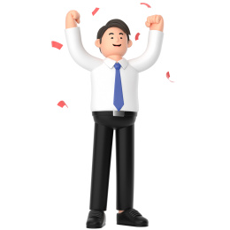 3D男士握紧拳头举起双手庆祝胜利插画元素