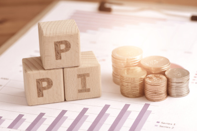 图表上的文字积木PPI和硬币