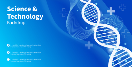 蓝色背景上的DNA分子结构海报背板