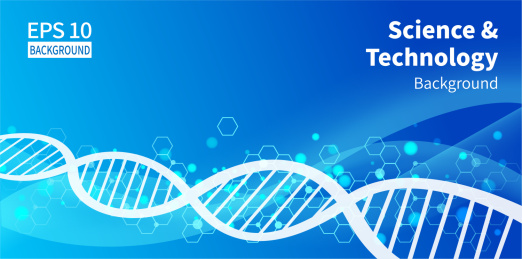 蓝色背景上的DNA分子结构素材