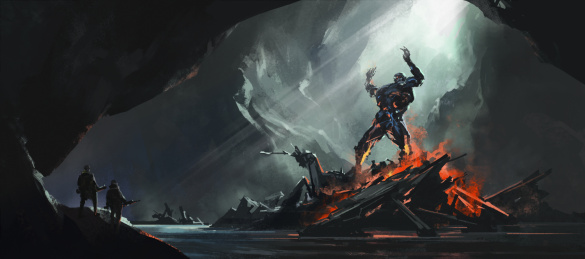 洞穴中抛锚的机器人