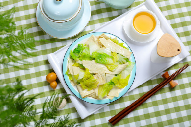 家常菜白菜炒豆腐皮