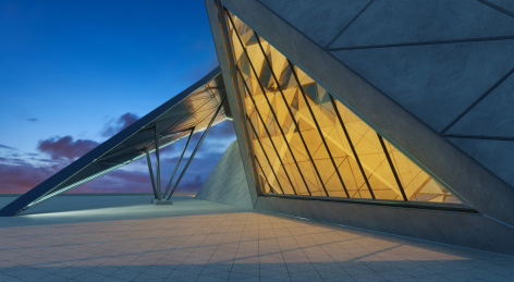 摩登三角形外观设计建筑物