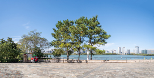 安徽合肥政务区CBD天鹅湖环湖景观风光