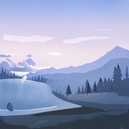 扁平自然风光插画