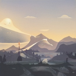 扁平自然风光插画