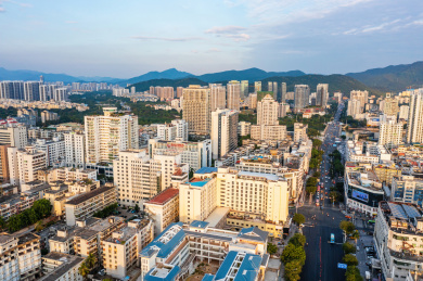 三亚吉阳区市中心建筑航拍