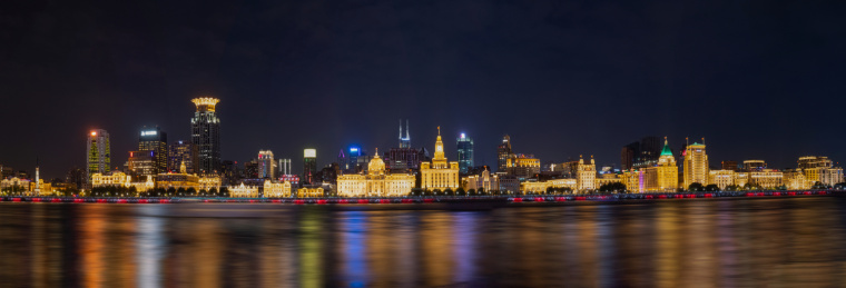上海外滩万国建筑群夜景全景