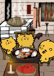 虎年插画之春节传统活动守岁
