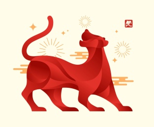 国风简约渐变老虎吉祥贺图