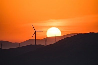 发电风机和日出