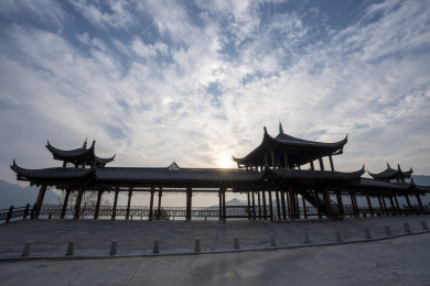 中式古建筑廊亭