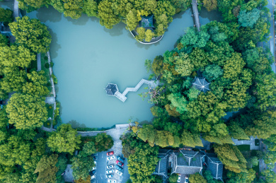 上海嘉定汇龙潭公园航拍图