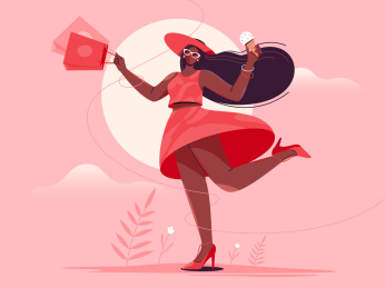 夏日时尚女生逛街购物