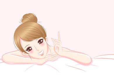 少女趴躺俏皮手势插图