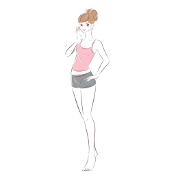 长腿女孩休闲装扮手绘插图