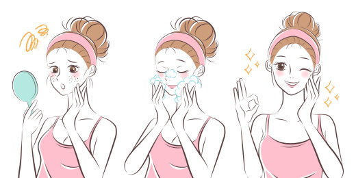 少女清洁改善脸部肌肤插图