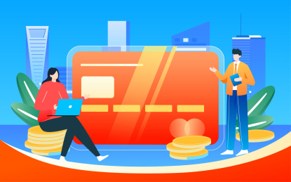 互联网金融理财插画银行卡资产财产保险海报