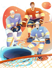 冬奥会运动项目冰球插画