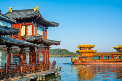 中国浙江杭州西湖画舫游船