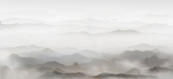 中国风水墨 意境山水画新中式水墨山水背景