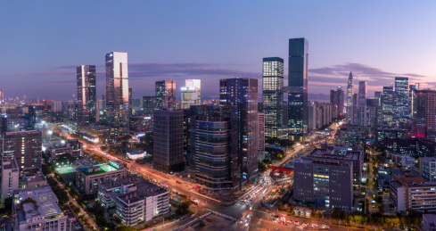 深圳南山科技园片区夜景航拍