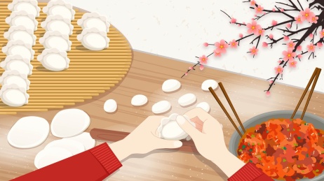 节日包饺子插画矢量图
