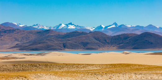 中国西藏日喀则仲巴县雅鲁藏布江上游的风景