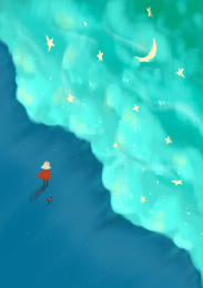 绘本CD封面背景素材蓝色大海星空