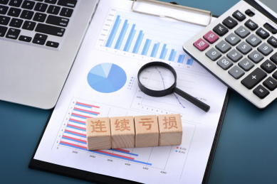 图表上的文字积木连续亏损