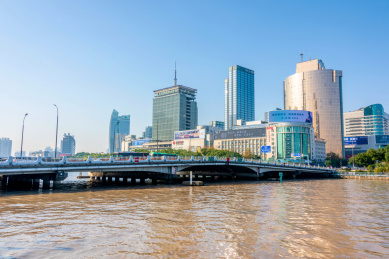 中国浙江宁波老外滩城市风光