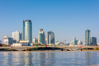 中国浙江宁波老外滩城市风光