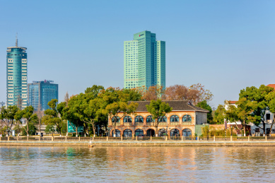 中国浙江宁波老外滩城市风光