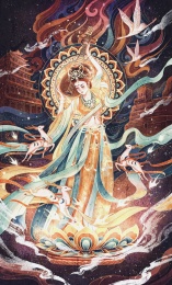 敦煌飞天女与九色鹿