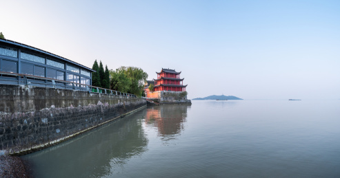 安徽合肥巢湖湖滨中庙姥山岛景区景观风光