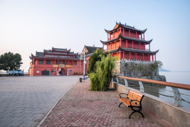 安徽合肥巢湖湖滨中庙姥山岛景区景观风光