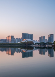 安徽合肥政务区CBD天鹅湖环湖景观风光