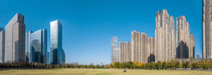 安徽合肥政务区CBD天鹅湖环湖景观风光