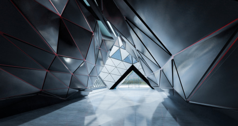 三角形室内空间设计3d渲染图