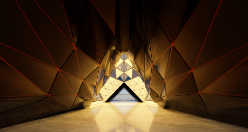 三角形室内空间设计3d渲染图