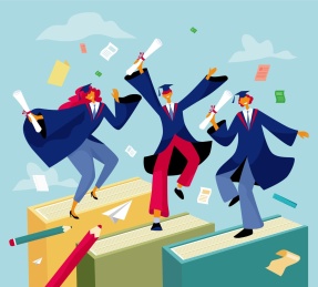 毕业季同学们快乐的庆祝