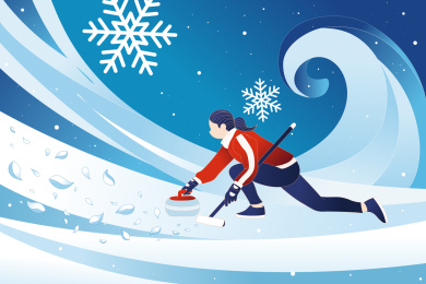 冬奥滑雪插画