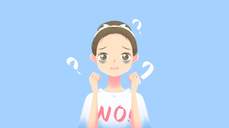 可爱丸子头少女难以置信自己长了黑眼圈