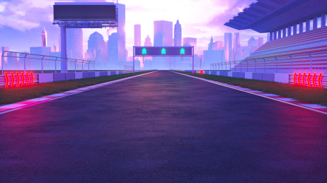 街道热带树林峡谷城市场景游戏赛道3d渲染